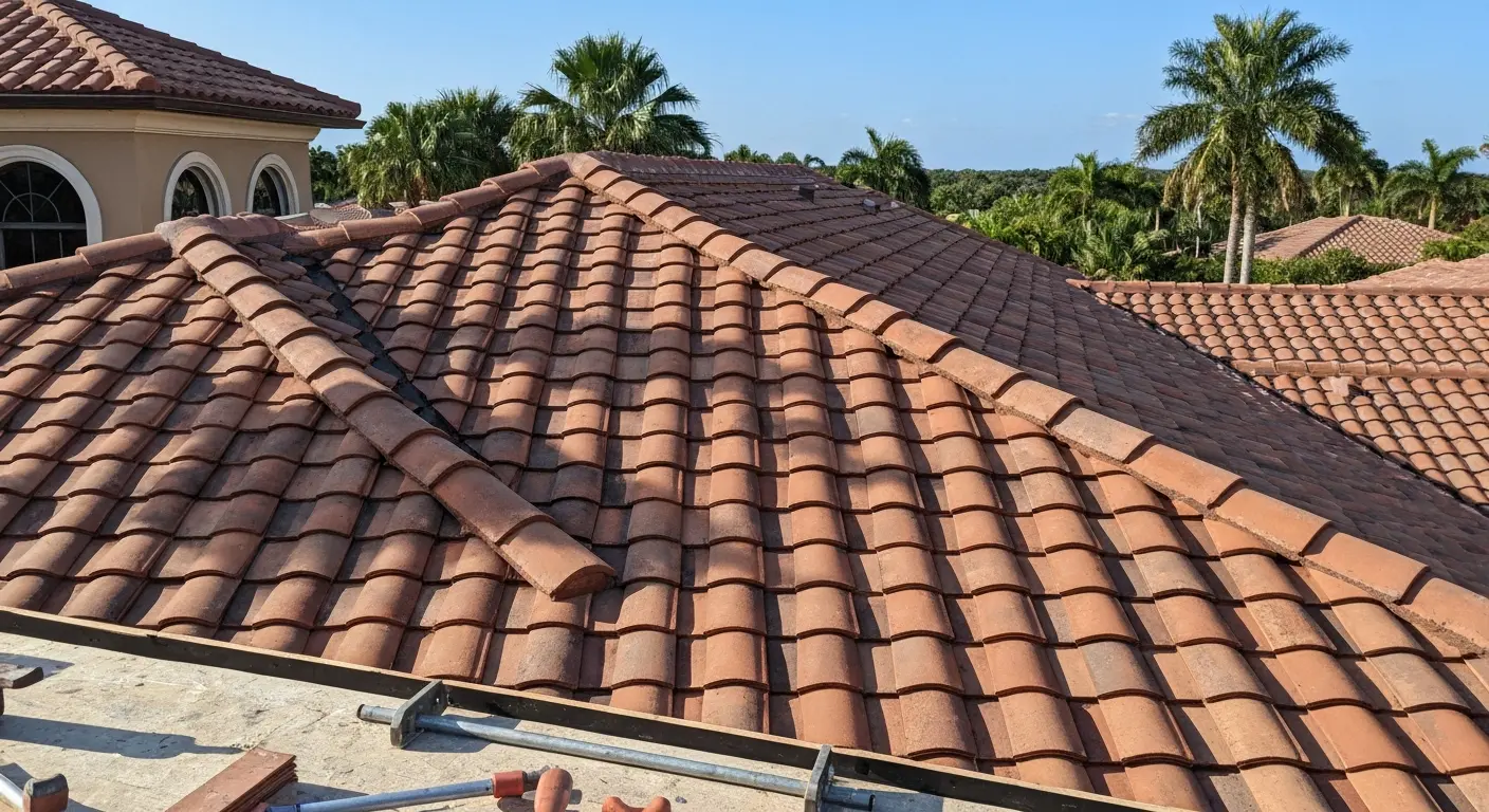 Clay tile roof installation