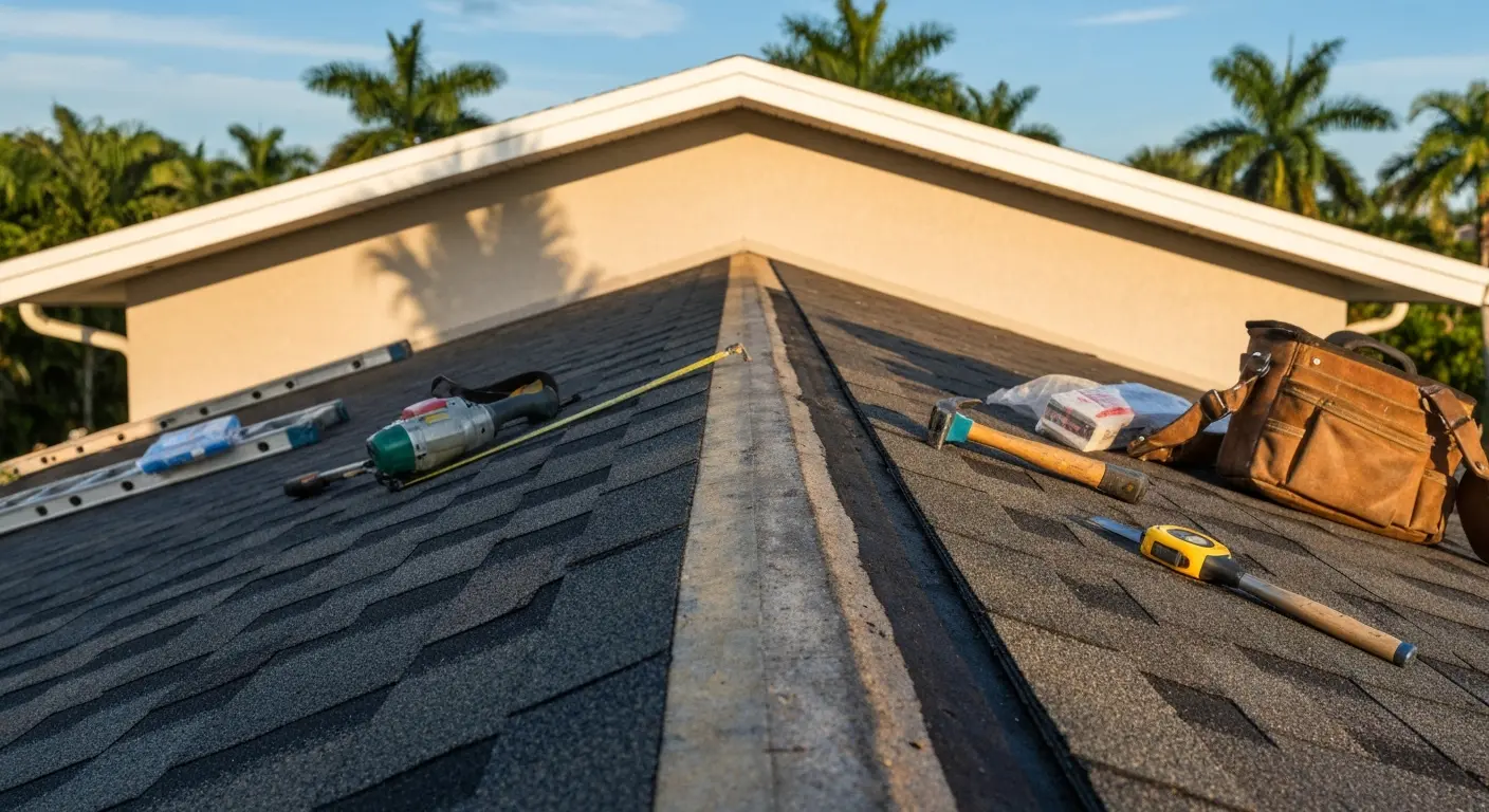 Residential roof repair in Lely Resort