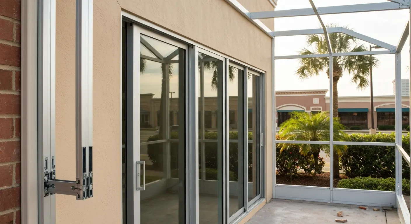 Patio enclosure installation at commercial property