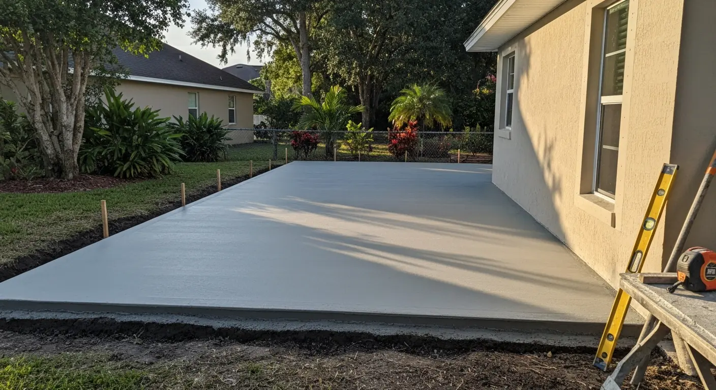 Concrete slab extension for lanai