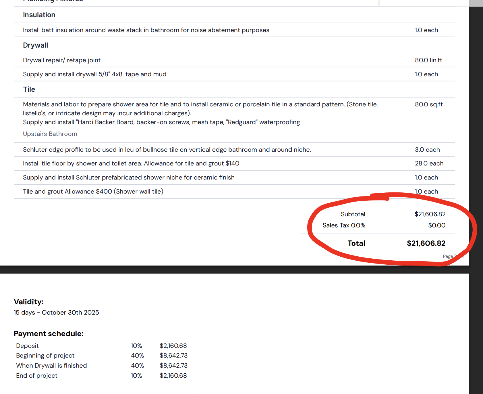 $29,235 Bathroom Contract