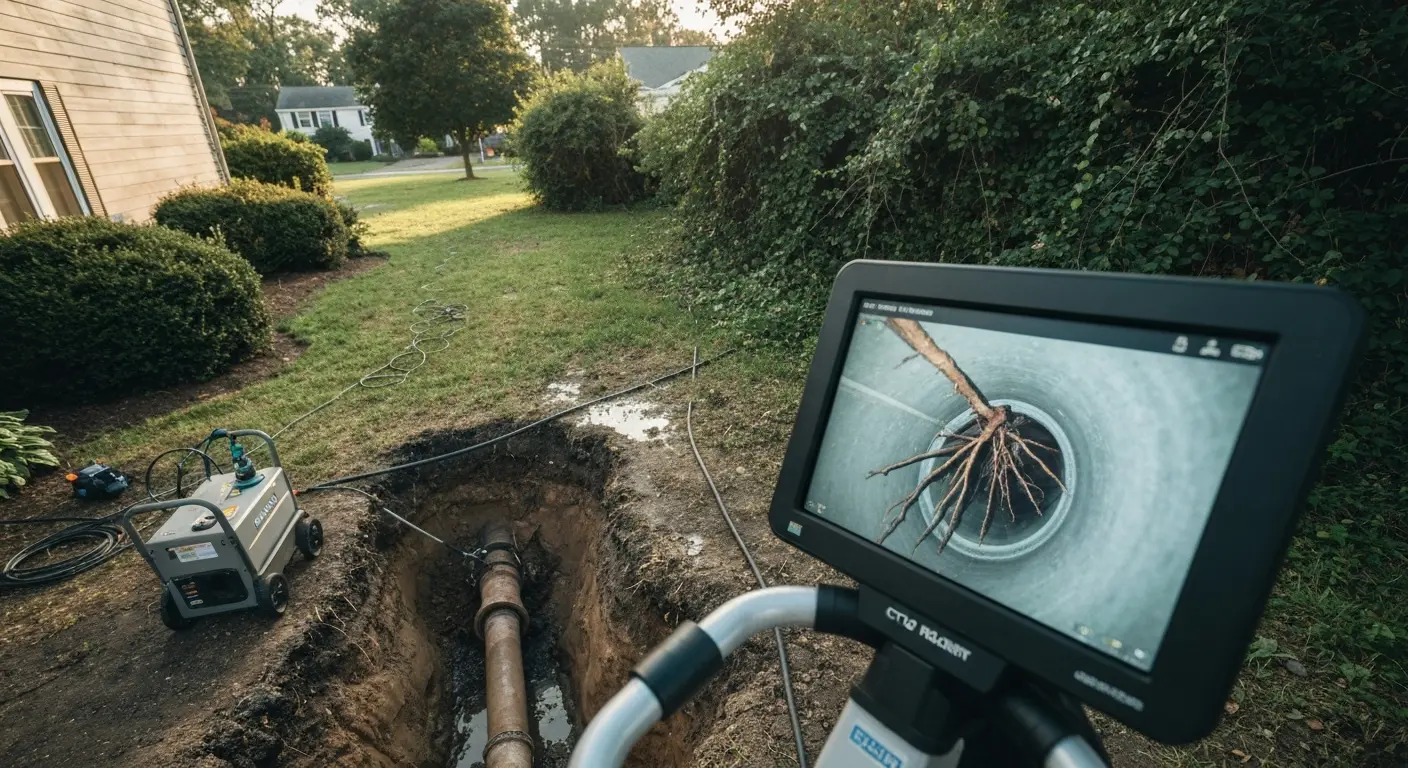 Root intrusion in sewer line
