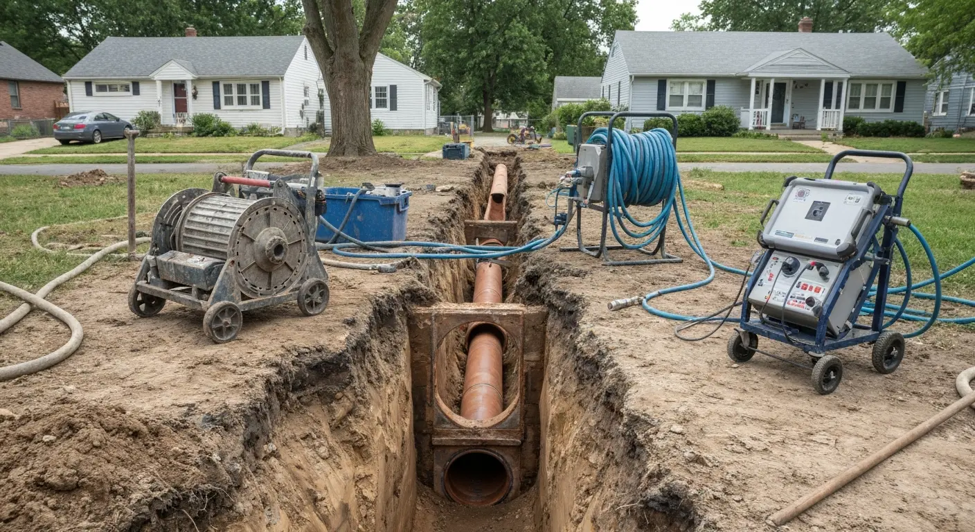 Tree root sewer line damage