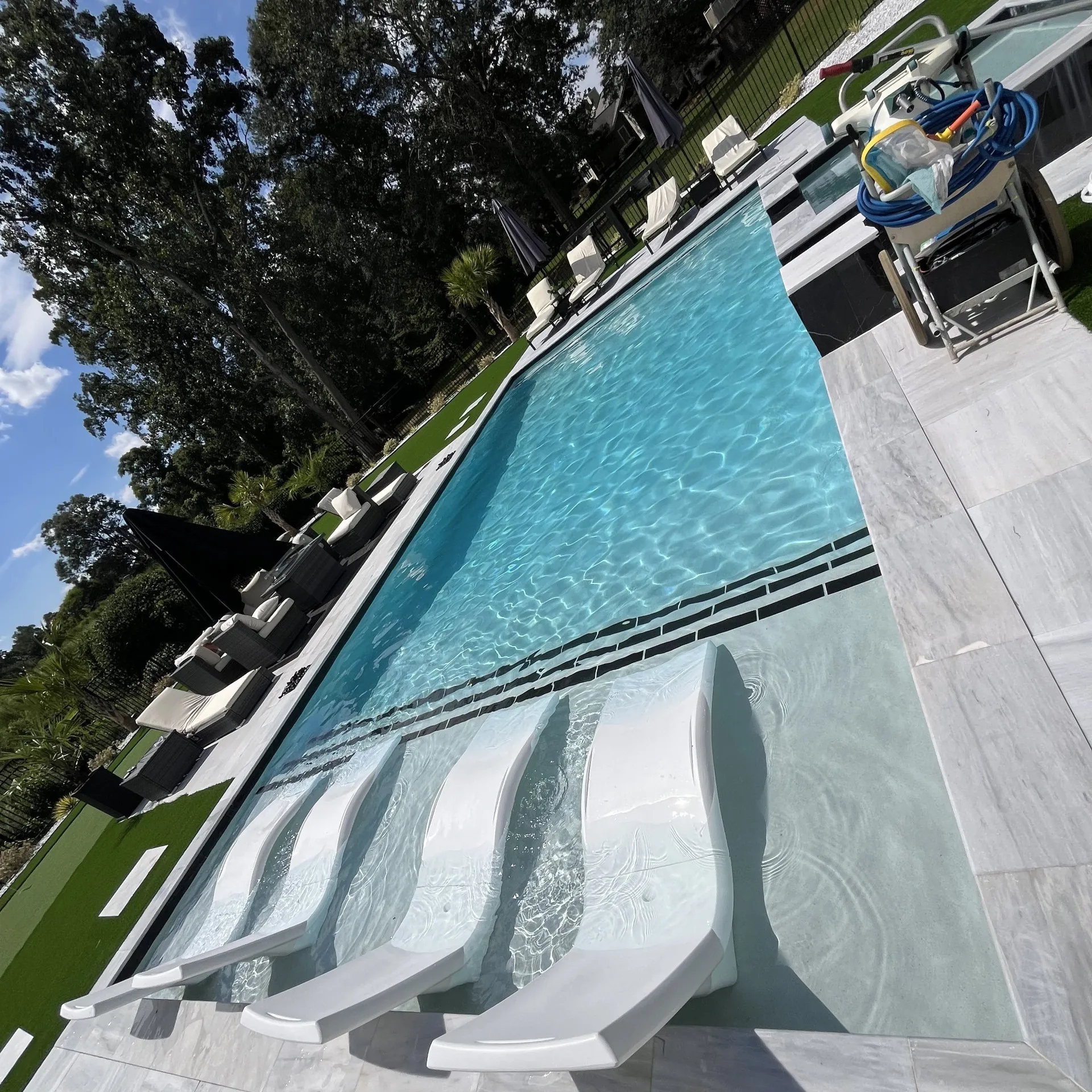 Crystal clear pool water after maintenance