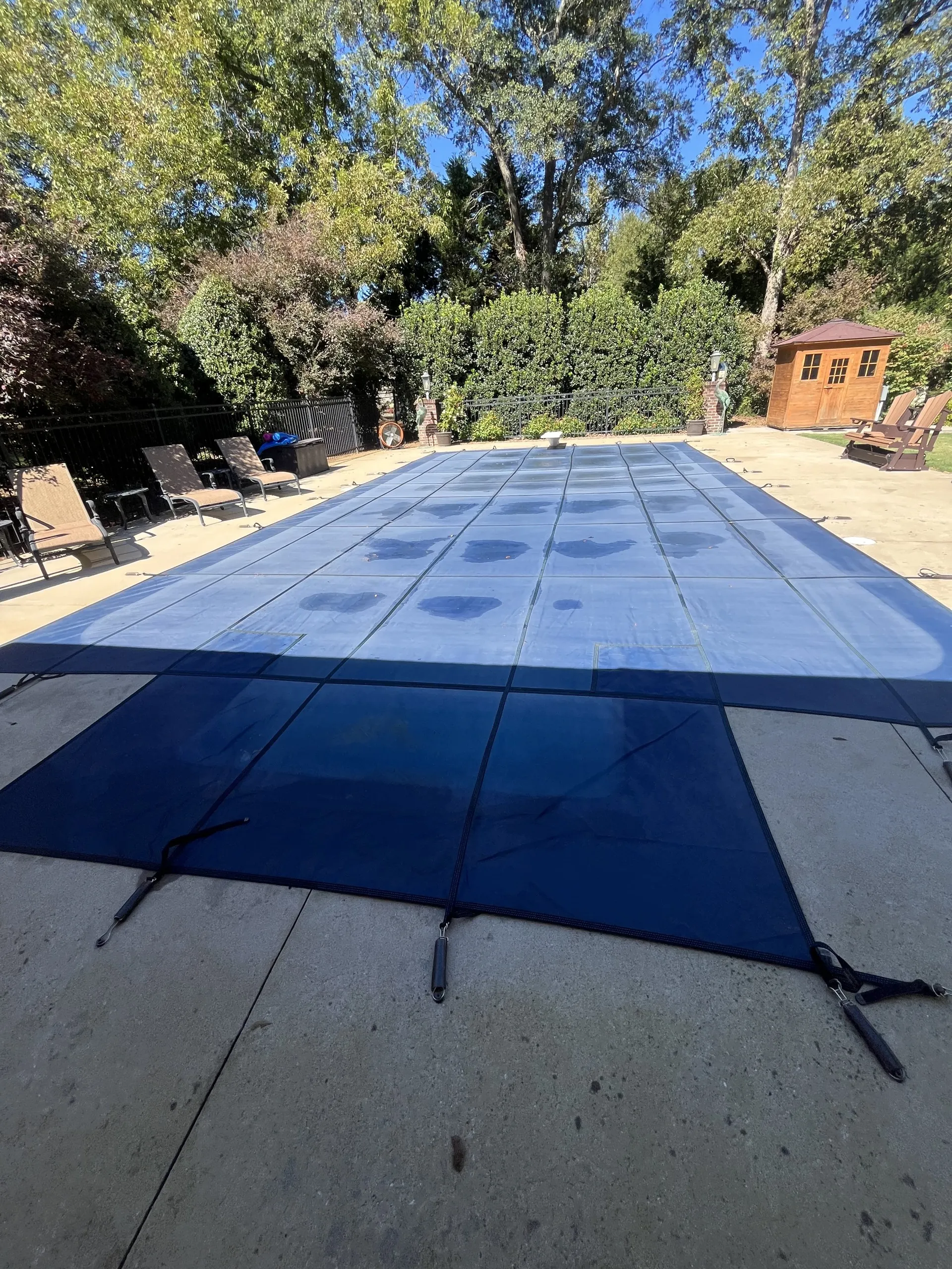 Covered pool for pool openings and closings service