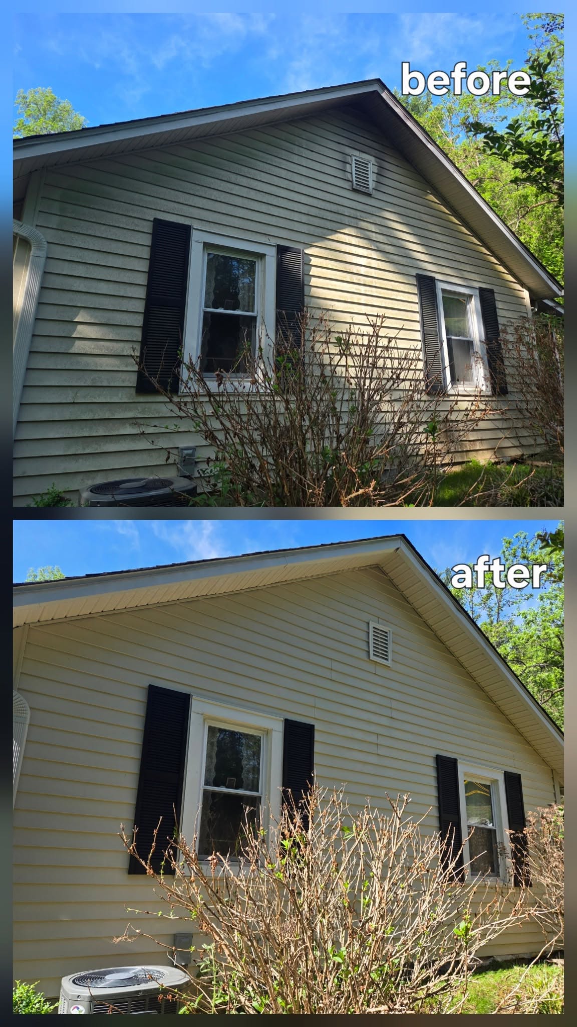 House siding before and after soft washing