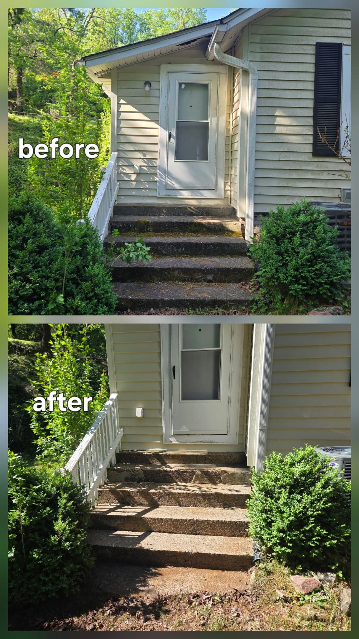 Entry steps before and after cleaning