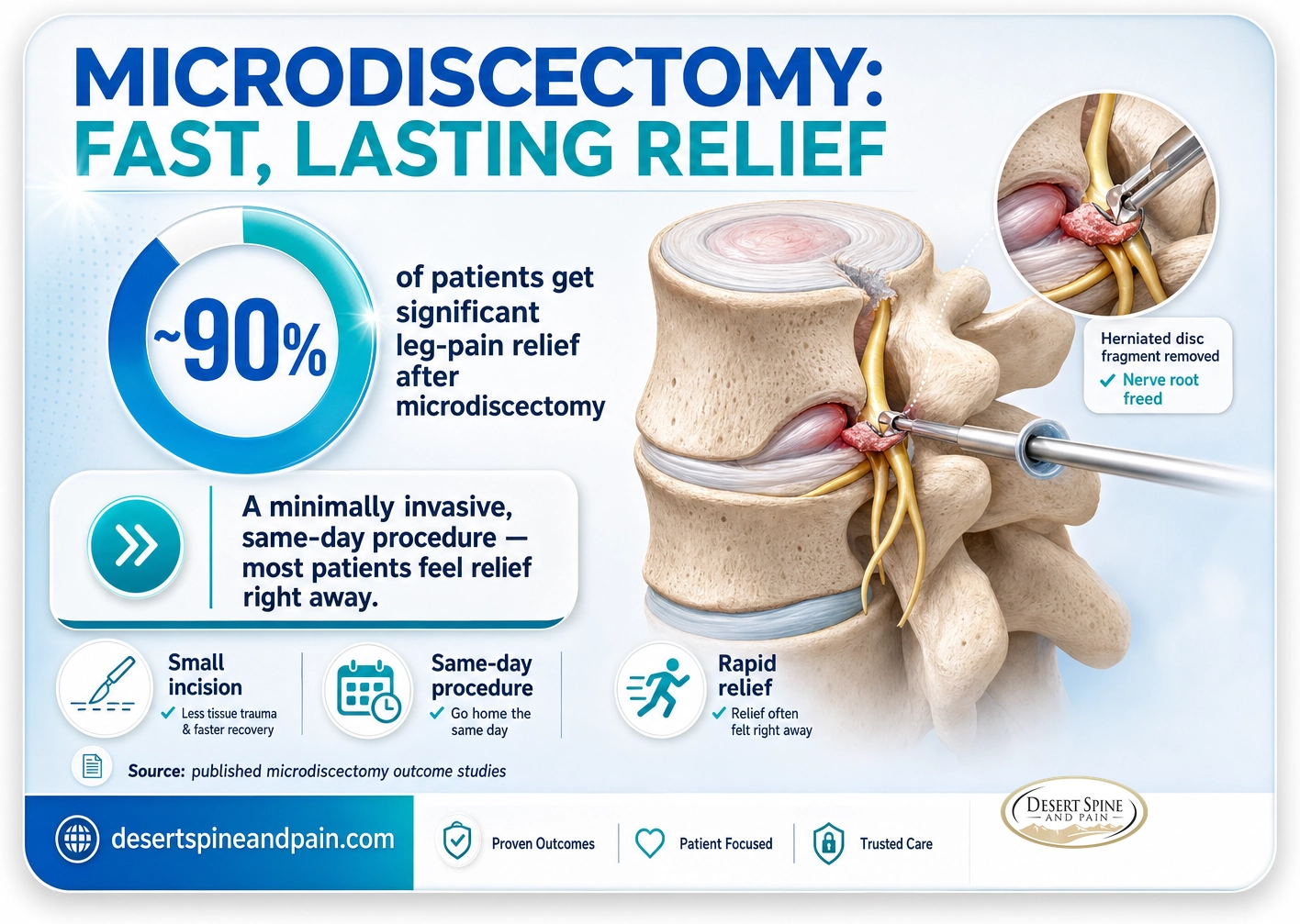 Microdiscectomy: about 90 percent of patients get significant leg-pain relief
