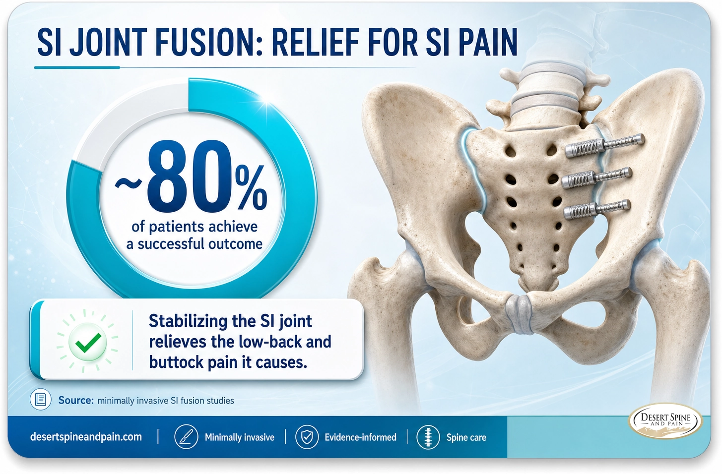 SI joint fusion: about 80 percent of patients achieve a successful outcome