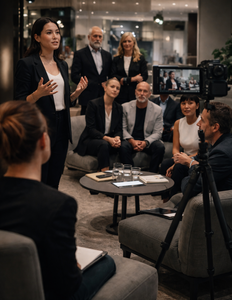 Sales messaging workshop for business owners in a modern office