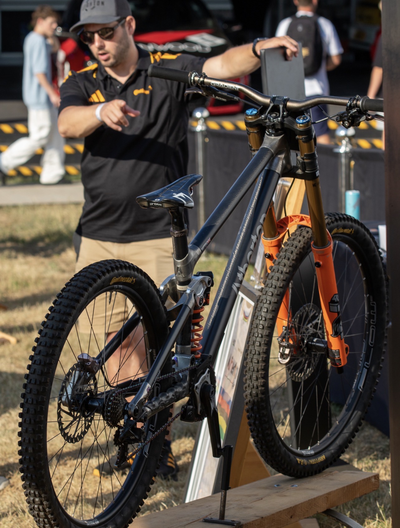 A Santa Cruz mountain bike on display at an event