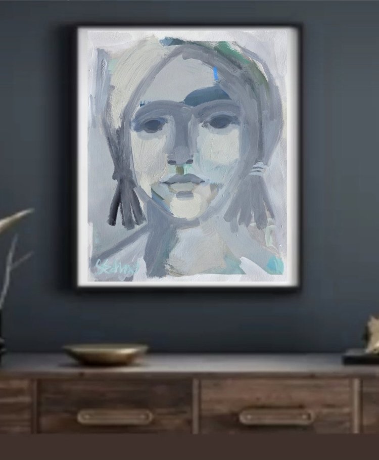 lavender girl framed, painting by Sonya Edwards of Dallas Texas