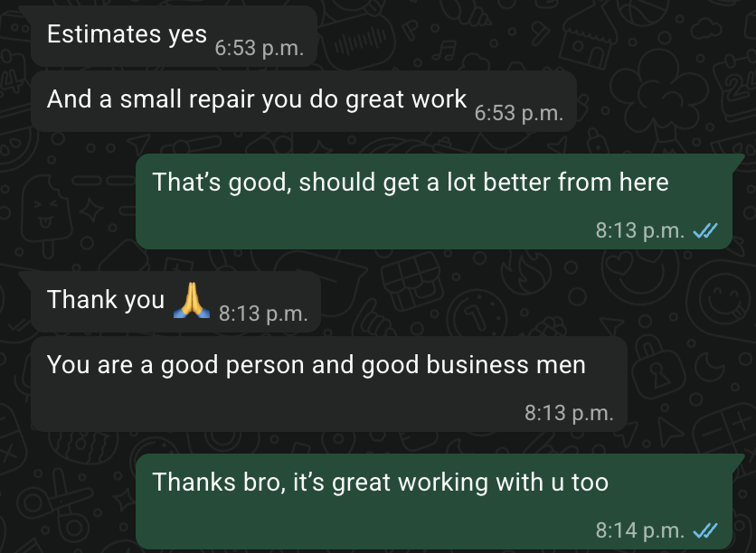 Customer testimonial with 5-star review for home service business