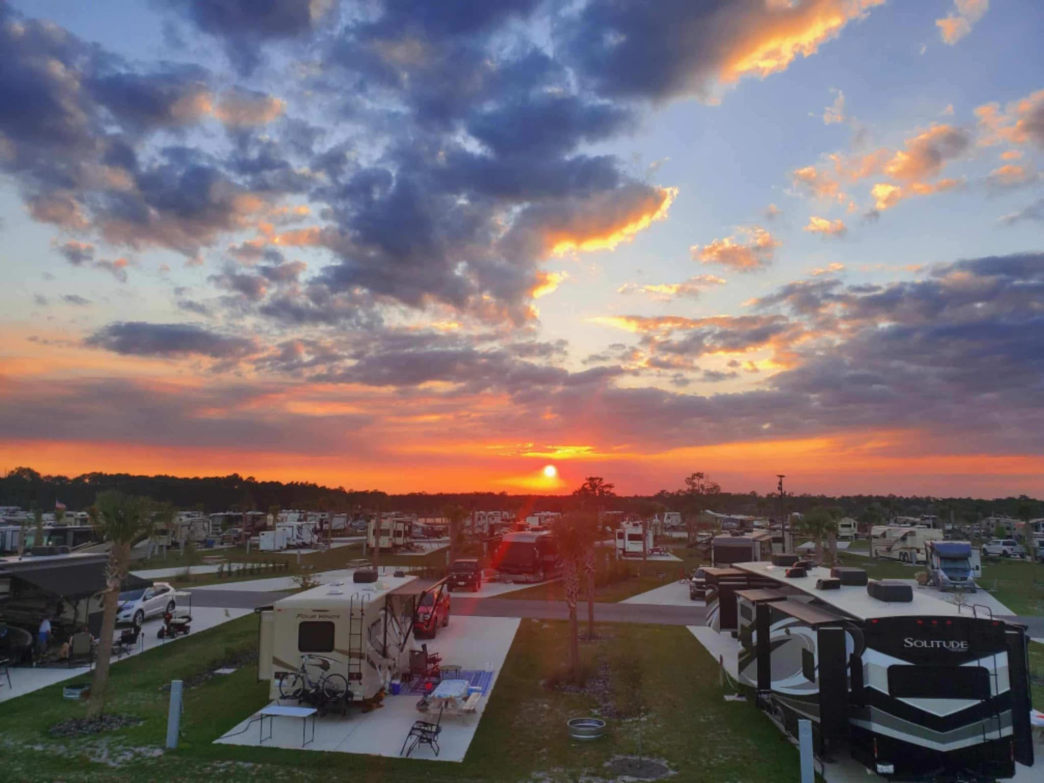 Golden sunset over the RV park