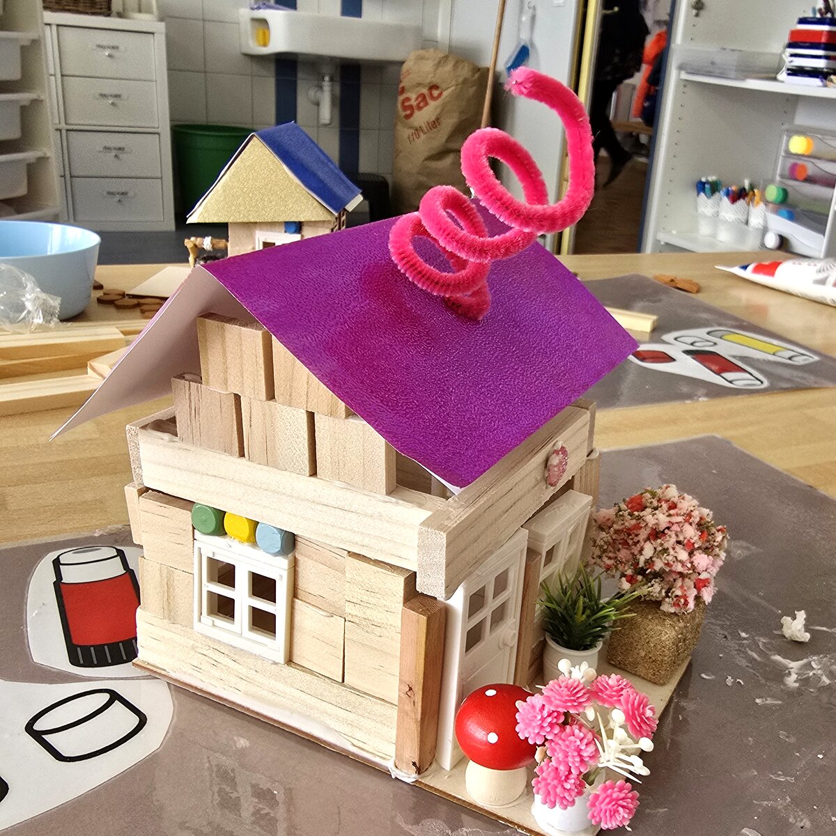 Wooden house created at the CreativitySpace