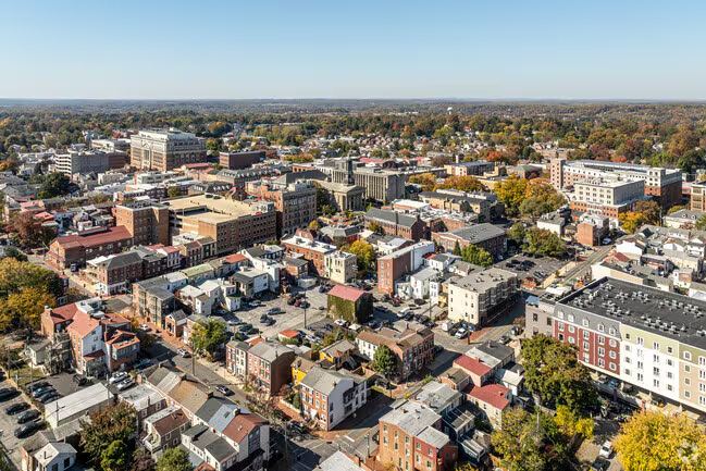 Aerial view of the West Chester borough in Chester County