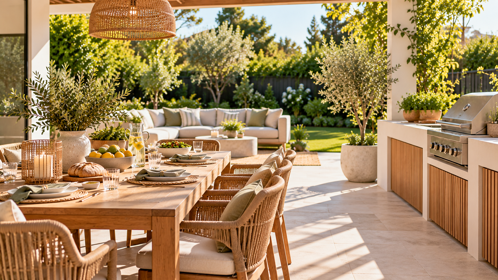 a clean outdoor entertaining area set up for summer a clean outdoor entertaining area set up for summer