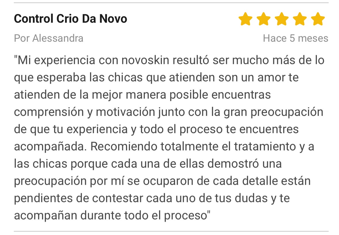 Reseña de paciente de Novo Skin
