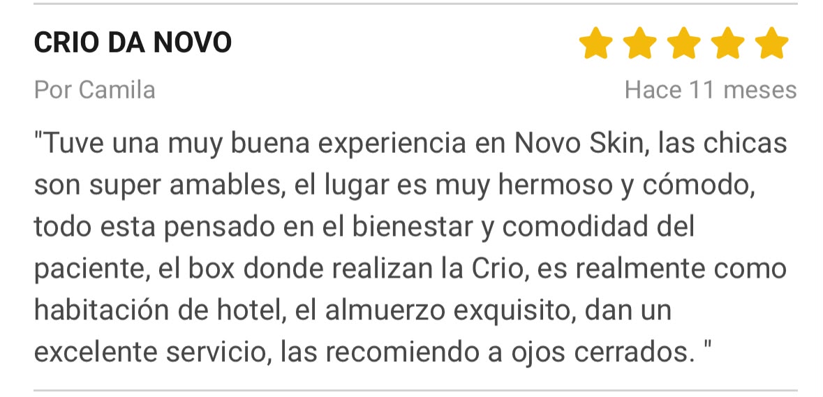 Reseña de paciente de Novo Skin