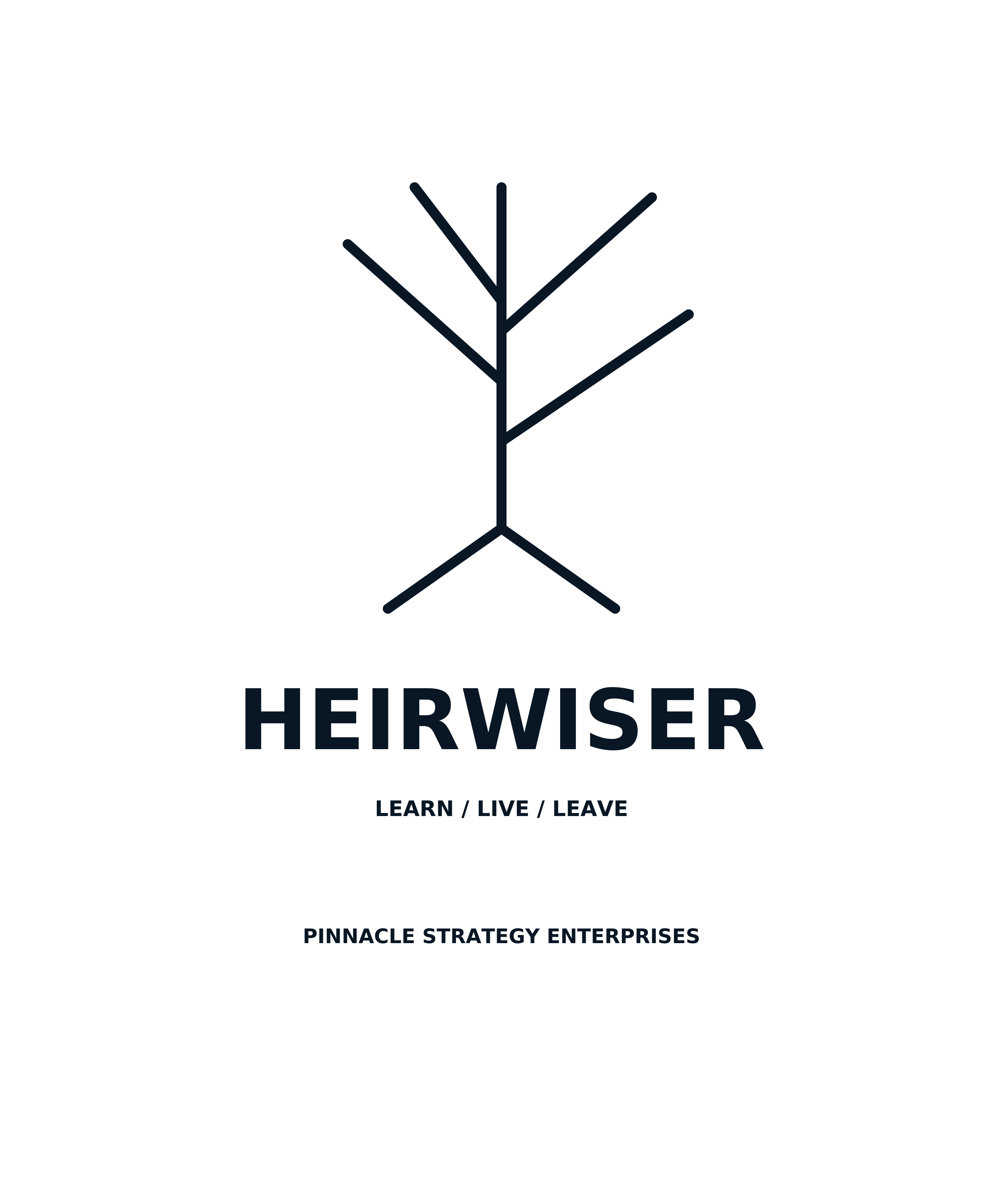 Heirwiser branching tree and wordmark artwork concept