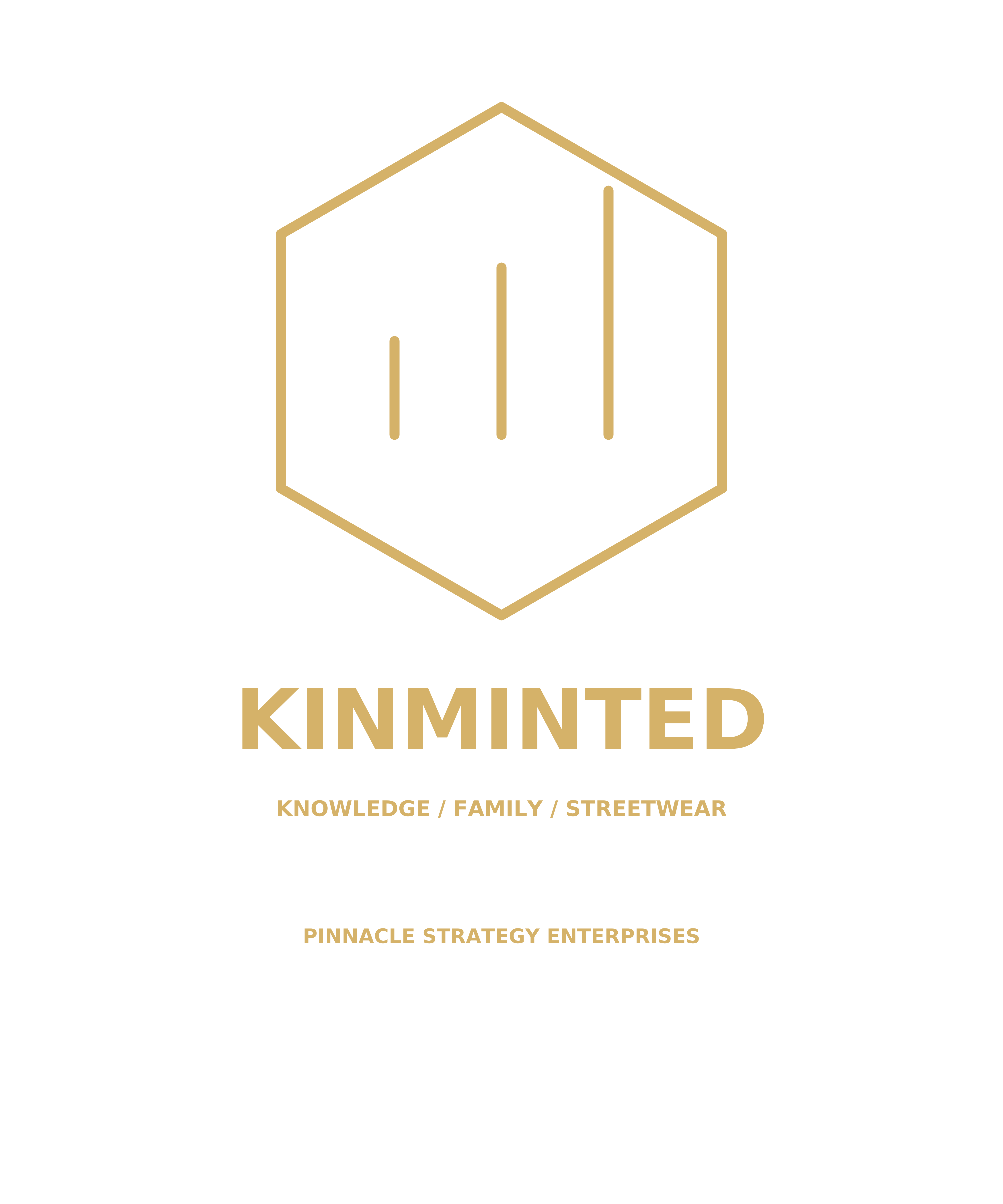 Kinminted hexagon and wordmark artwork concept