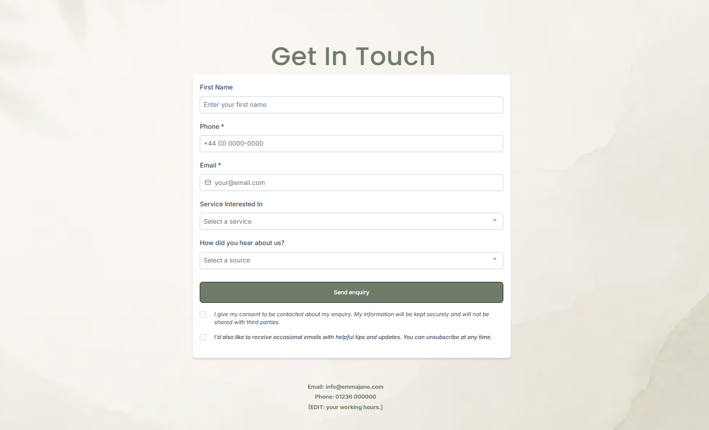 The single enquiry form
