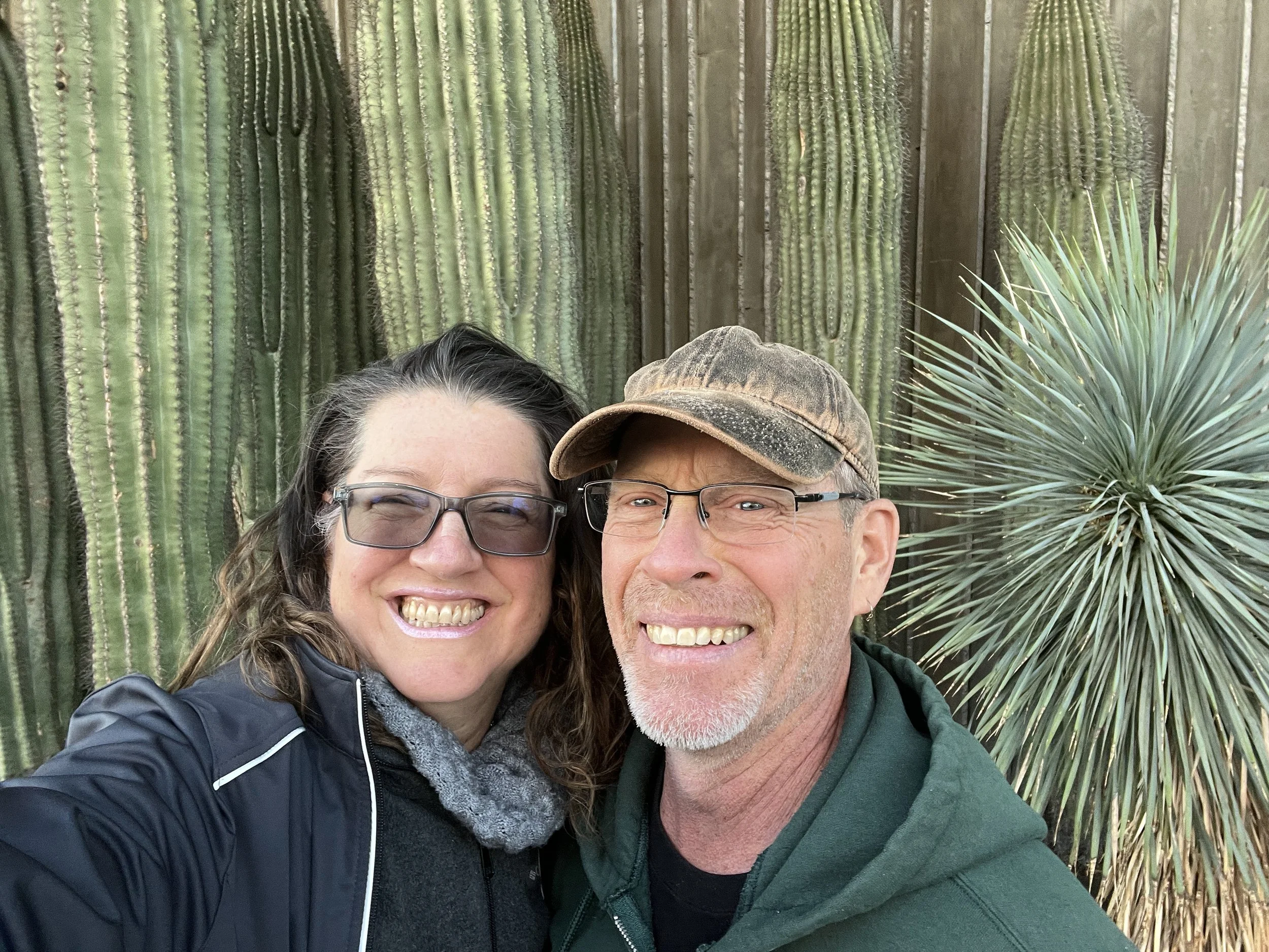Kevin and Tanja in front of cacti