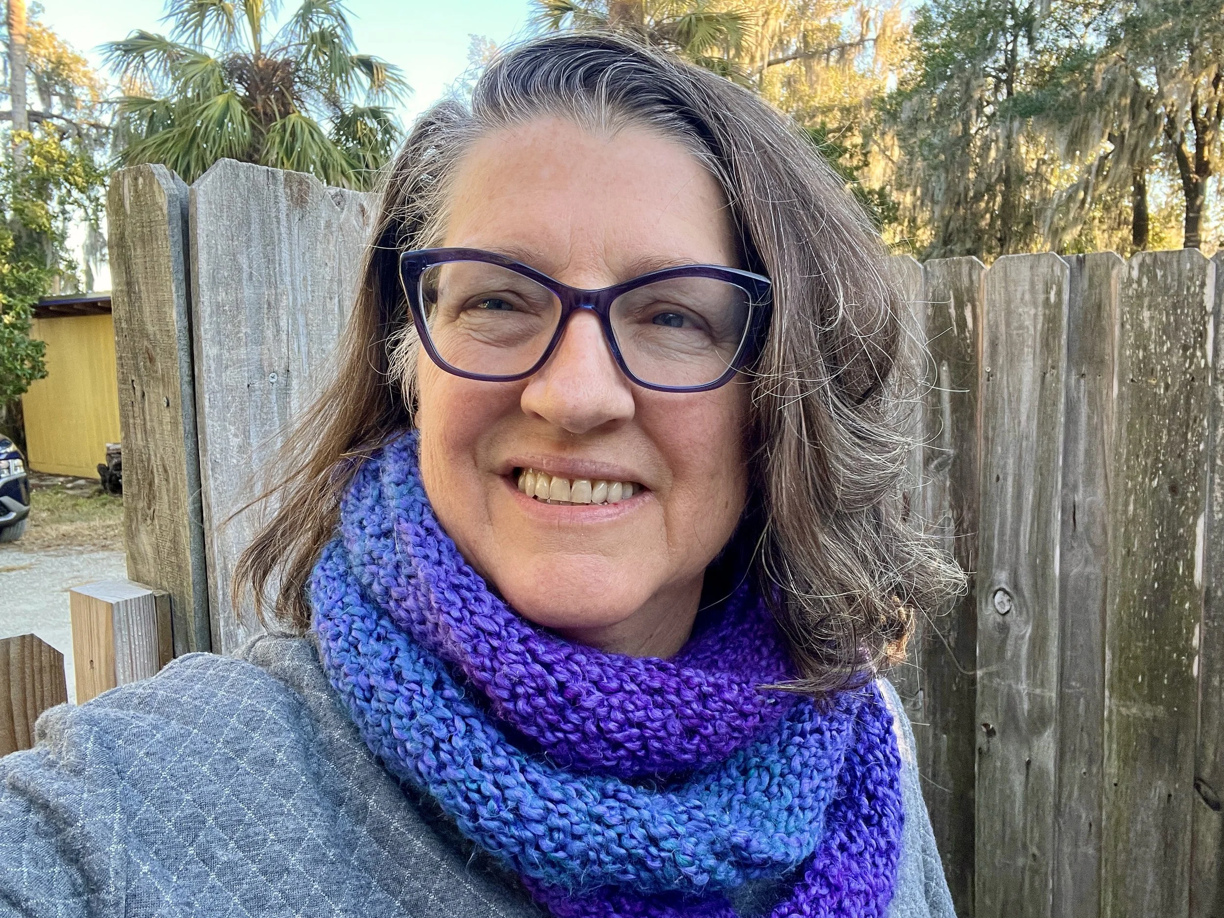 Tanja with her purple scarf