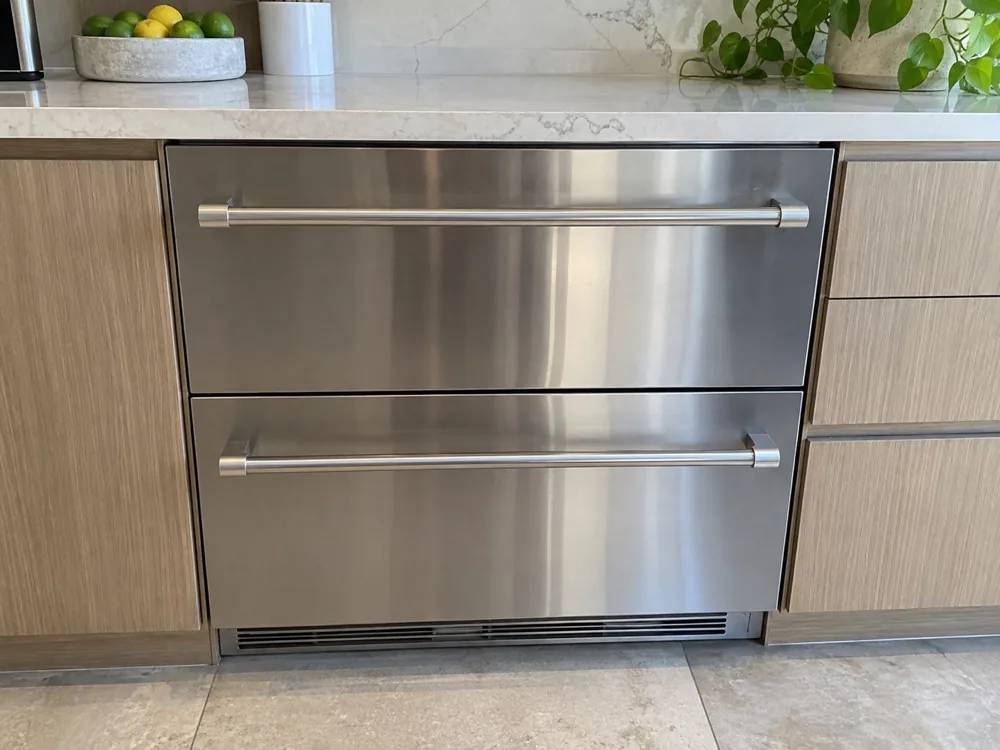 Premium freezer drawers after repair in a Miami kitchen