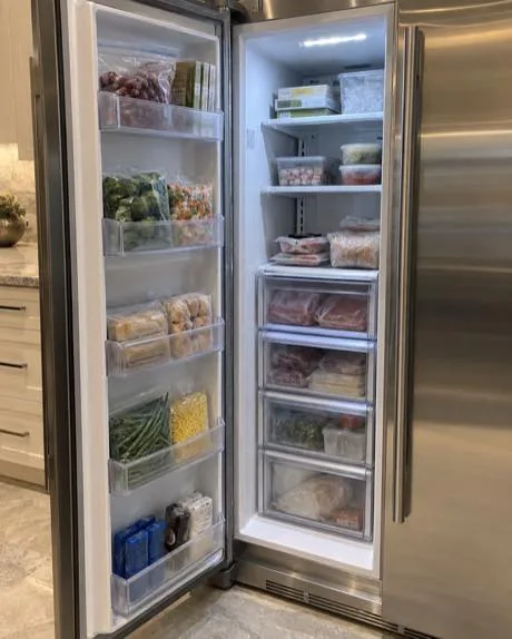 Side-by-side freezer compartment photographed after temperature repair