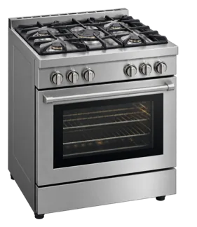 High-end gas oven and range repair in a residential kitchen