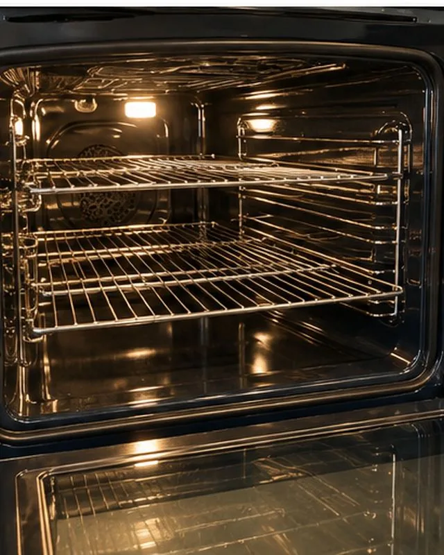 Convection oven interior photographed after service in a customer kitchen