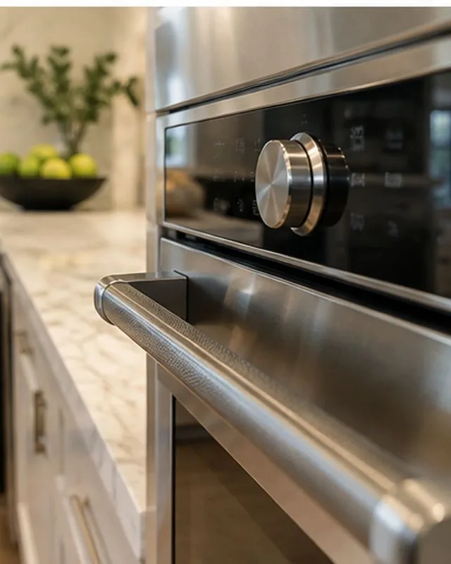 Oven control panel photographed after repair in a customer kitchen