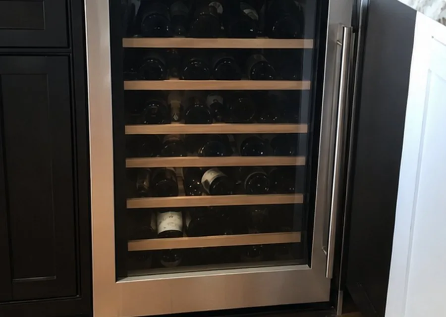 Dual-Zone Wine Cooler photographed after high-end wine cooler repair in a customer's home