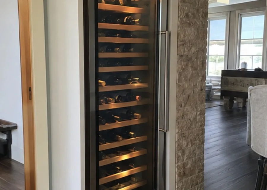 Built-In Wine Column photographed after high-end wine cooler repair in a customer's home