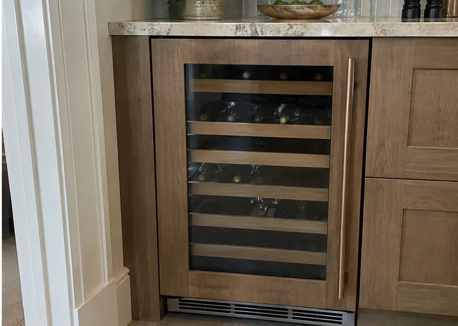 Undercounter Wine Storage photographed after high-end wine cooler repair in a customer's home