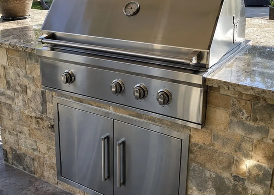 Built-In Grill with Side Burner photographed after high-end grill repair in a customer's home