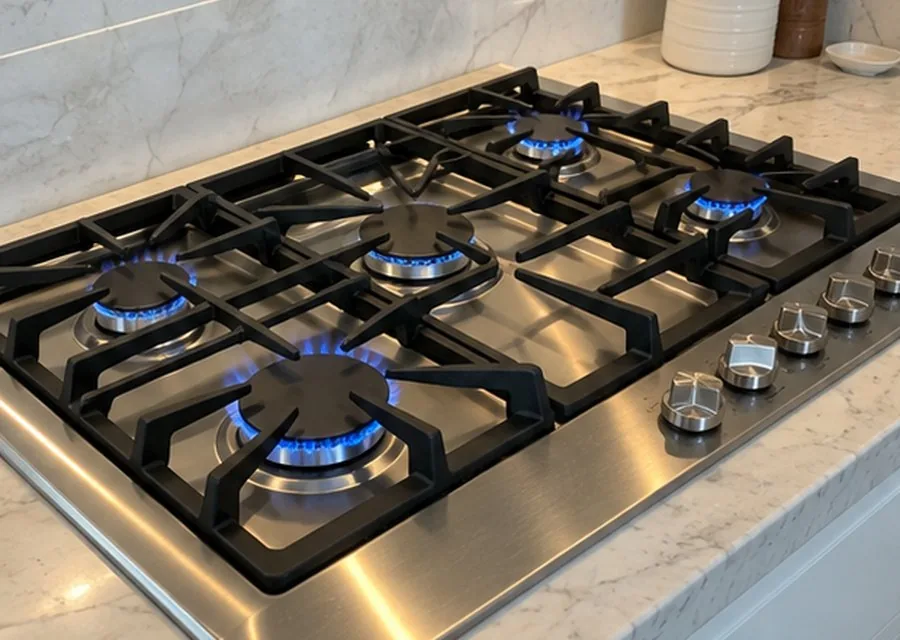Gas Stove Burners photographed after high-end stove repair in a customer's home