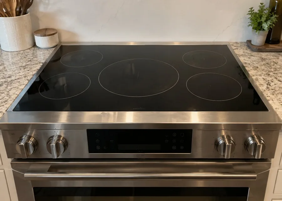 Electric Stove Surface photographed after high-end stove repair in a customer's home