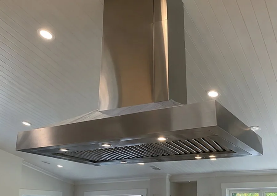 Custom Hood Insert photographed after high-end hood repair in a customer's home