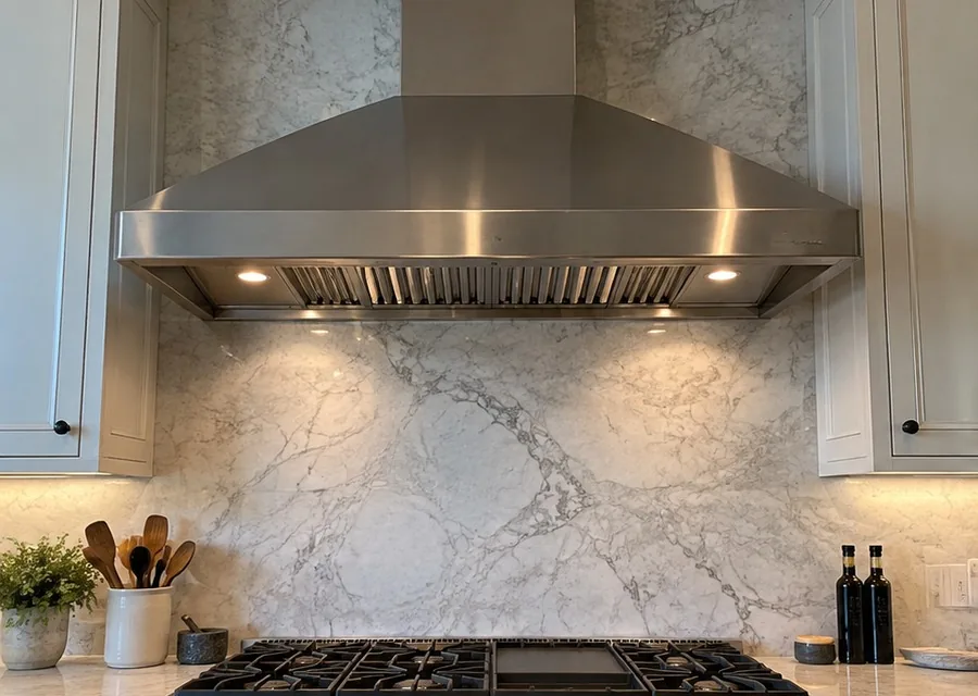 Stainless Range Hood photographed after high-end hood repair in a customer's home