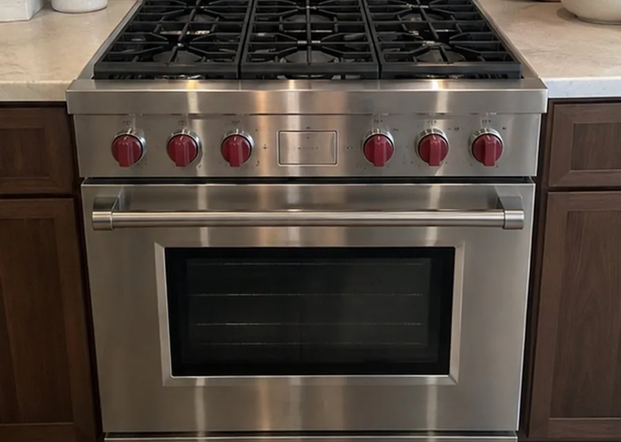 Gas Range photographed after high-end range repair in a customer's home