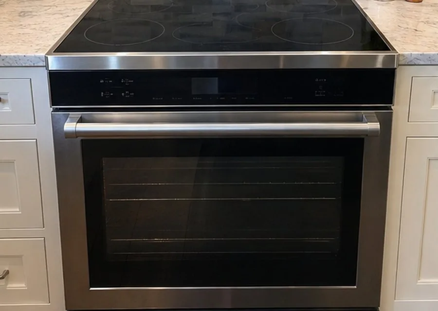 Induction Range photographed after high-end range repair in a customer's home