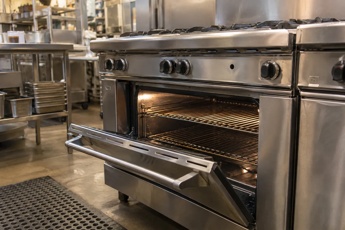 Commercial range oven temperature checked after repair in Atlanta
