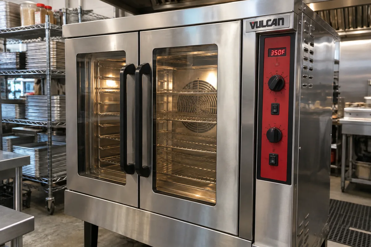 Commercial convection oven control area after repair in an Atlanta kitchen