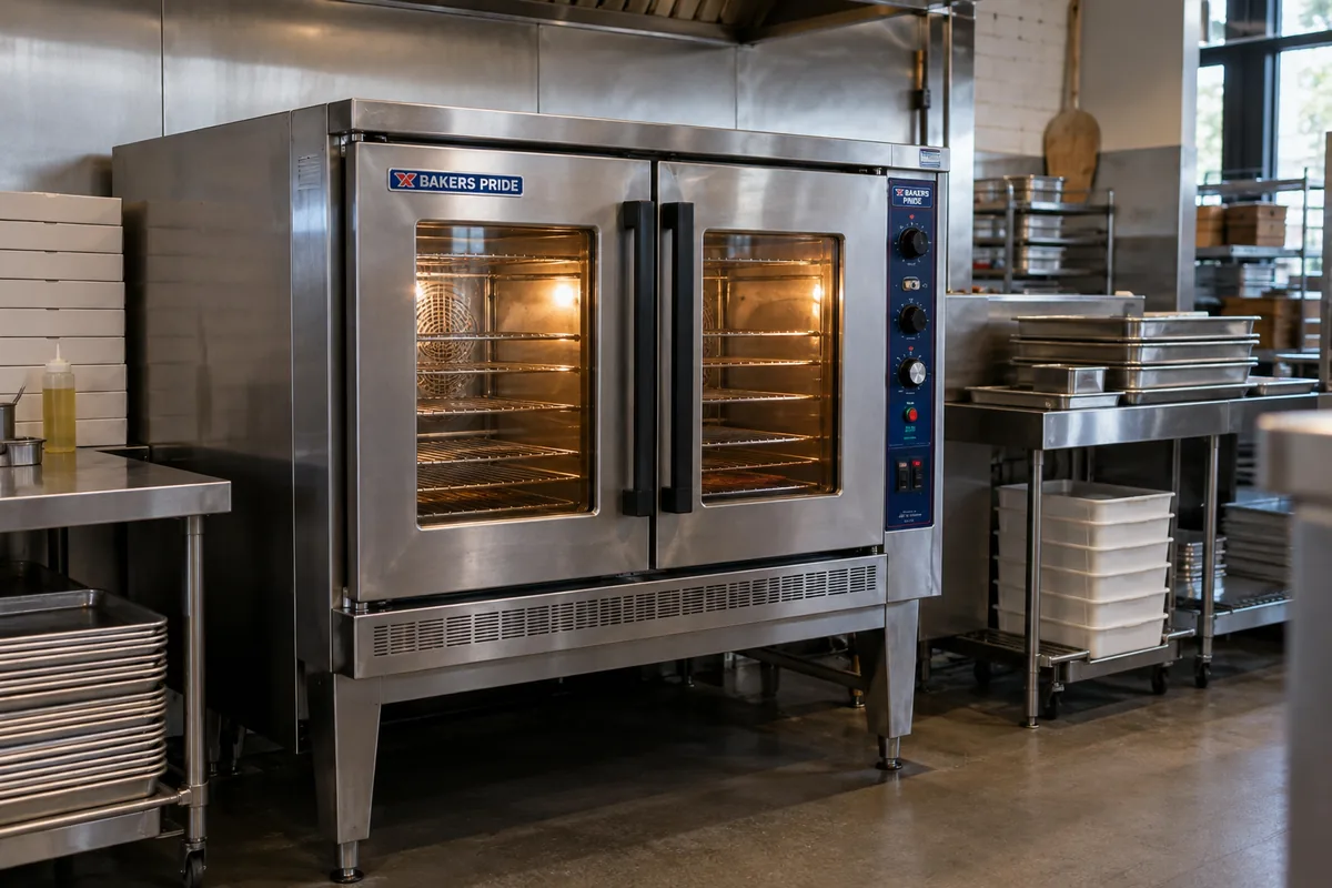 Commercial convection oven clean and ready after preheat service in Atlanta