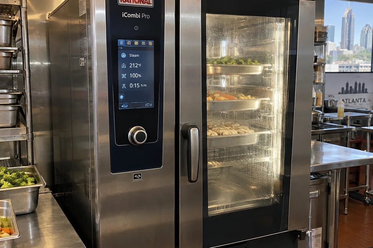 Commercial combi oven ready for service after steam repair in Atlanta