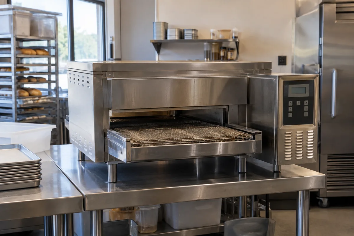 Commercial conveyor oven ready after airflow service in Atlanta