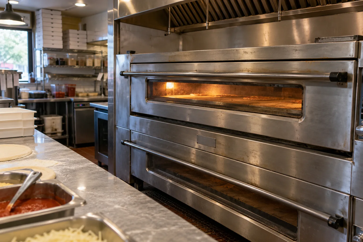 Commercial deck oven ready after slow preheat service in Atlanta