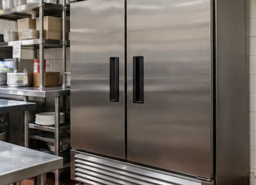 Commercial reach-in refrigerator ready for service after cooling repair in Atlanta